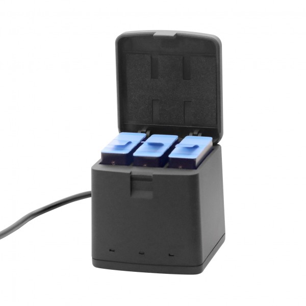 Зарядний пристрій потрійний для GoPro 9, 10, 11, 12 Black "RuigPro" (3 Slot Box)